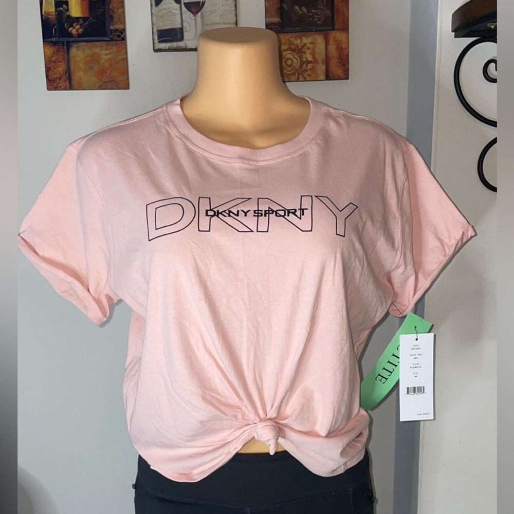 NWT DKNY Sport Short sleeve pink shirt size petite PM